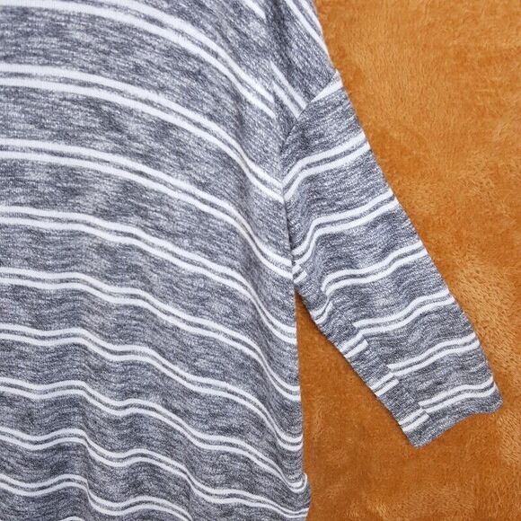 POSTMARK Womens Sweater Small Gray White Stripe Oversized Dolman ANTHROPOLOGIE - Picture 3 of 9